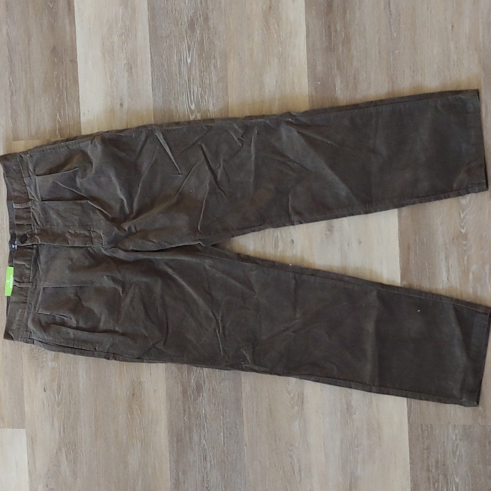 NWT Houston White Pleated Wide Leg Trouser Pants Olive Green Size 36X34